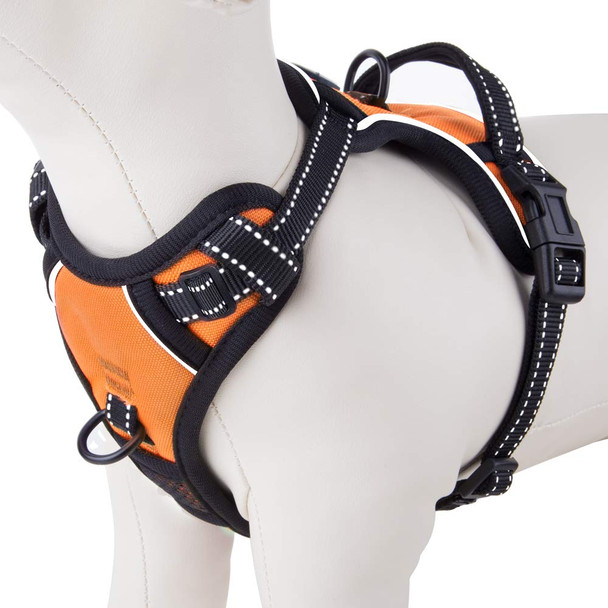 Phoepet No Pull Dog Harness Medium Reflective Front Clip Vest With Handle Adjustable 2 Metal Rings 2 Buckles(M Grey)