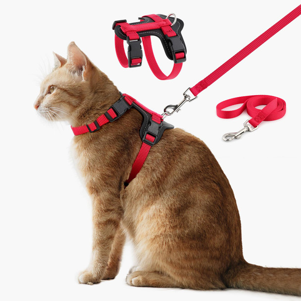 Plutus Pet Adjustable Cat Harness And Leash Set Quick Release Escape Proof Nylon Vest With Leather Trim For Kitten Small Medium Large Cats Brown