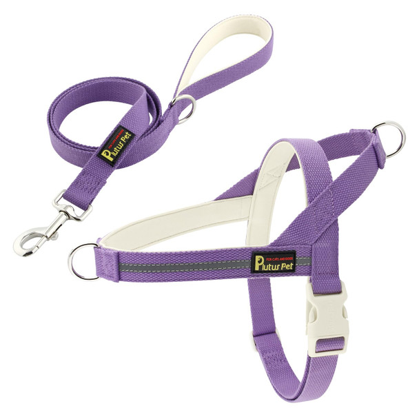 Plutus Pet Cotton Dog Harness And Leash Set Reflective And Soft Padded Quick Fit Vest Harness For Small Medium And Large Dogs Pink M