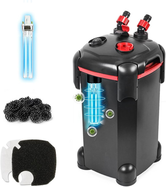 Pondforse 225Gph Canister Filter External Aquarium Filter Ultra-Quiet Water Circulation Cleaning Machine With Media For Fish Tanks And Aquariums Up To 55 Gallons (225Gph)