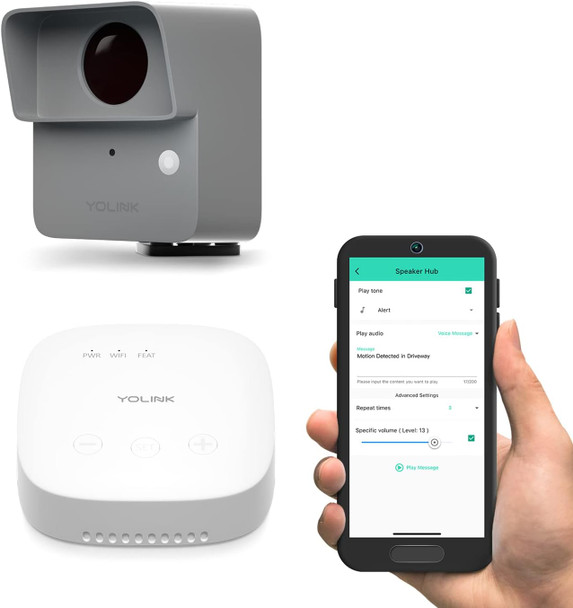 YoLink LoRa Smart Outdoor Motion Sensor Starter Kit, Driveway Alert, Property Invasion/Tresspassing Detector, Email/SMS/Push Alerts, Alexa, IFTTT, Home Assistant: Includes (1) Sensor, (1) SpeakerHub YoLink LoRa Smart Outdoor Motion Sensor Starter Kit, Driveway Alert, Property Invasion/Tresspassing Detector, Email/SMS/Push Alerts, Alexa, IFTTT, Home Assistant: Includes (1) Sensor, (1) SpeakerHub
