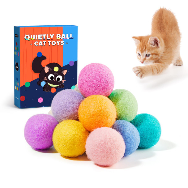 Potaroma 12 Pcs Quiet Play Felt Cat Ball Toys With Catnip Inside Cat Kicker Exercise Toys Fun Colorful Kitty Kitten Toys 1.6 Inches