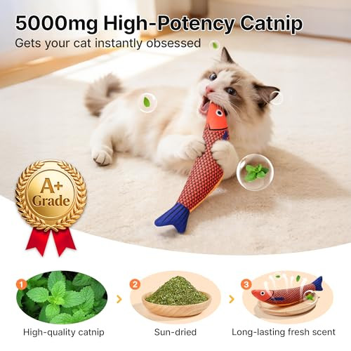 Potaroma Cat Toys Saury Fish 3 Pack Catnip Crinkle Sound Soft And Durable Interactive Kitten Kicker For Indoor Kitty Exercise 9.4 Inches For All Breeds