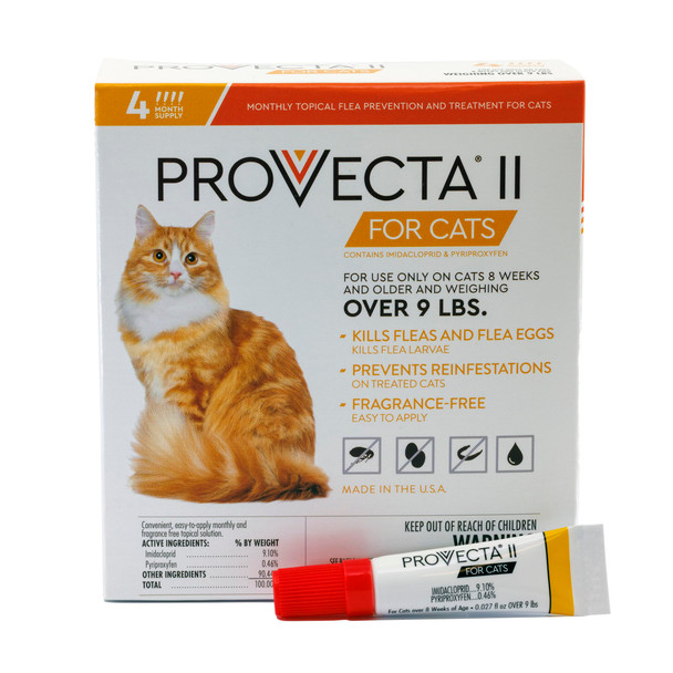 Provecta Ii For Large Cats (Over 9 Lbs) Flea And Tick Topical Treatment 4-Month Supply