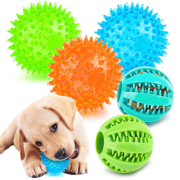 Puptily 2 Different Functions Interactive Ball For Dogs 2.5 Squeaky Dog Balls Toys And Puppy Teething Chew Toy Balls For Small Dogs For Clean Teeth And Training 5Pcs