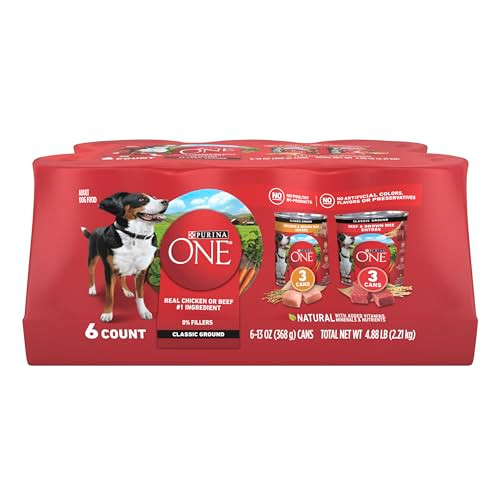 Purina One Classic Ground Chicken And Brown Rice And Beef And Brown Rice Entrees Wet Dog Food Variety Pack - (Pack Of 6) 13 Oz. Cans