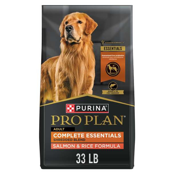 Purina Pro Plan Complete Essentials Shredded Blend Salmon And Rice Dog Food Dry Formula With Probiotics For Dogs - 33 Lb. Bag