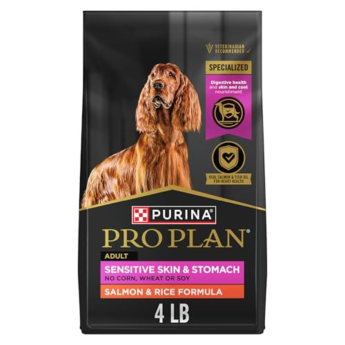 Purina Pro Plan Sensitive Skin And Stomach Dog Food Dry Adult Salmon & Rice Formula Digestive Health - 4 Lb. Bag
