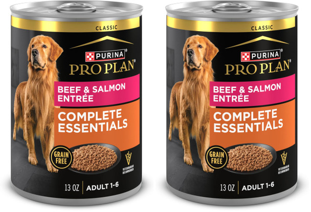 Purina Pro Plan Dog Food Grain Classic Beef And Salmon Entr E - (Pack Of 12) 13 Oz. Cans