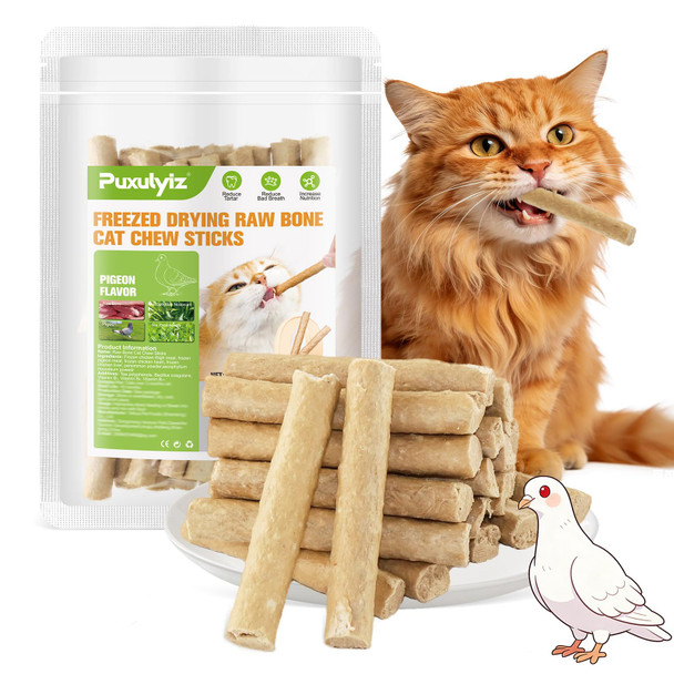 Puxulyiz Zed Dried Cat Chew Sticks Cat Dental Treats For Freshens Breath And Controls Tartar Feline Teething Sticks