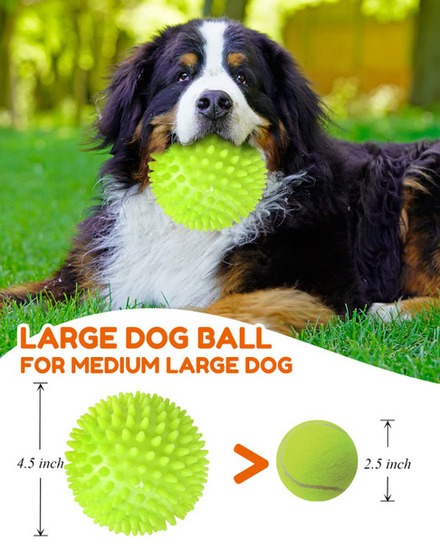 Pweituoet 4.5 Heavy Duty Squeaky Dog Balls For Medium Large Dogs Dog Toys For Aggressive Chewers Spike Ball Toys For Clean Teeth And Training(2 Pack)