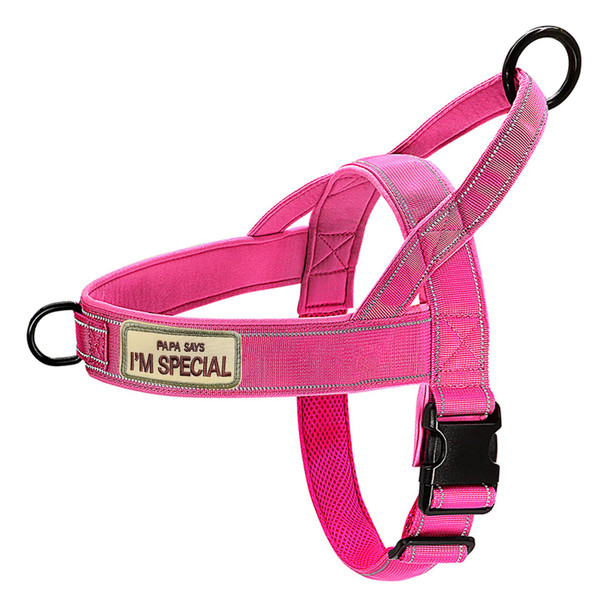 Qifbyfb No Pull Dog Harness Pink For Small Medium Large Sized Dog Reflective Escape Proof Adjustable Dog Harnesses With 2 Patch L