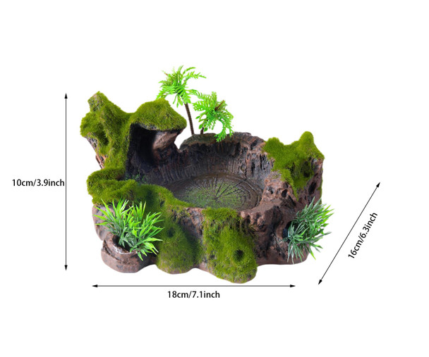 Qirmizi Reptile Decor Plastic Reptile Platform With Artificial Plants - Basking Habitat Decor For Lizard Turtle Frog Snake