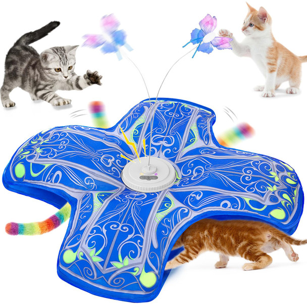 Qraxond Interactive Cat Toys For Indoor Cats[Ly D] Rechargeable Touch Activated Hide And Seek Kitten Toys For Bored Indoor Adult Cats With Fluttering (Green)