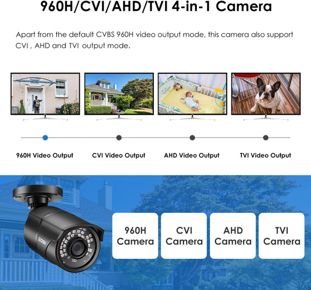 ZOSI 2.0MP HD 1080P 1920TVL Hybrid 4 in 1 TVI/CVI/AHD/CVBS Indoor Outdoor Home Security Cameras Weatherproof,120ft Night Vision,Aluminum Metal Housing,For 960H,720P,1080P,5MP,4K analog CCTV DVR ZOSI 2.0MP HD 1080P 1920TVL Hybrid 4 in 1 TVI/CVI/AHD/CVBS Indoor Outdoor Home Security Cameras Weatherproof,120ft Night Vision,Aluminum Metal Housing,For 960H,720P,1080P,5MP,4K analog CCTV DVR