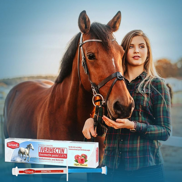 Qzqab Ivermectin Horse Paste Dewormer Horse Wormer Paste Apple Flavor 0.21 Ounces 6 Pack