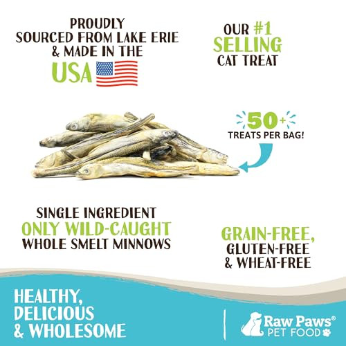 Raw Paws Smelt Ze Dried Minnows For Cats & Dogs 2-Oz - Made In Usa - Ze Dried Fish For Cats - Single Ingredient Fish Dog Treats - Minnows Dog Treats
