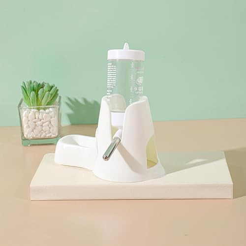Rebecca Online White Hamster Water Bottle With Stand Water Bottle With Food Container Base Automatic Bottle Dispenser For Dwarf Hamster Gerbil Small Animals