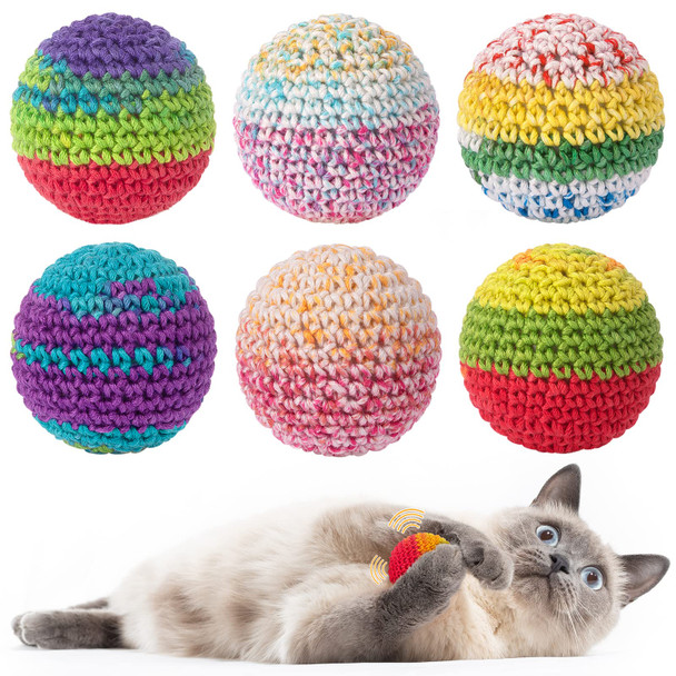 Retro Shaw Cat Toys Balls Yarn Cat Ball With Bell Inside Kitten Toys For Indoor Cats Kitty Interactive Cat Nip Chew Toys For All Pet Breed 6 Pack