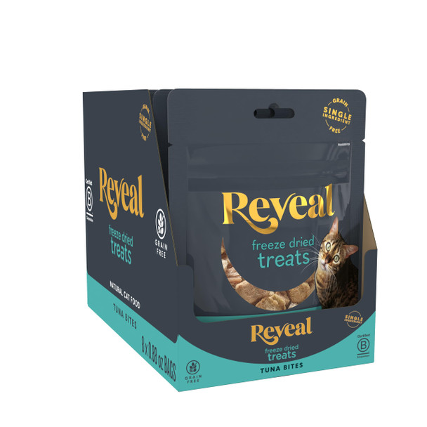 Reveal Natural Ze-Dried Cat Treats Single Ingredient Grain High Protein Perfect For Training Treating Or Snacking Chicken Breast Bites (8 X 0.88 Oz Bags)