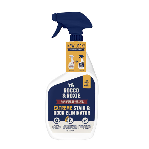 Rocco & Roxie Supply Co. Rocco & Roxie Extreme Stain & Odor Eliminator For Strong Odor Pet Urine Enzyme Cleaner Destroyer Stain Remover Dog Poop And Cat Pee Enzymatic Carpet Cleaner Spray For Home Puppy Potty Training