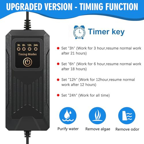 Rutloy Aquarium Clean Light13W Aquarium Algae Bloom Clean Light With TimerSubmersible Waterproof Lamp For Fish Tank Pond Water Clean Green Clear Waterproof Clean Lamp For Sump Swim Pool Black