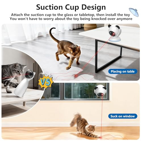 Saolife Laser Cat Toys For Indoor Cats Truly Random Trjajectory Suction Cup Design Run Quiet Interactive Cat Toy Automatic