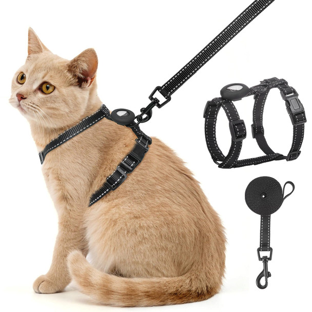 Scenereal Adjustable Cat Harness And Leash Set With Airtag Holder Escape-Proof Design For Small To Large Cats Lightweight Soft Travel Harness Pink Strawberry