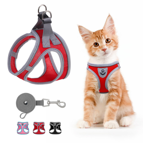 Scenereal Cat Harness And Leash Set For Walking Escape Proof Adjustable Harness For Kitten Puppy Small Medium Large Cats Reflective Soft Mesh Small Cat Harness Comfort Fit Easy Control