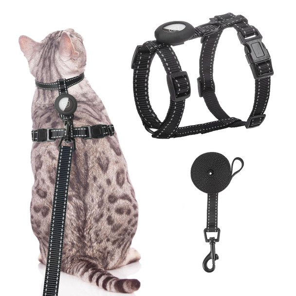 Scenereal Cat Harness And Leash Set Escape Proof With Airtag Holder Reflective Pet Harnesses For Walking Adjustable Kitty Vest Soft Harness Outdoor Indoor Cute Travel Boys Girls Small Large Cats
