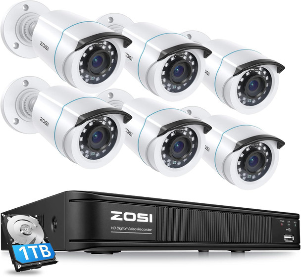 ZOSI 3K Lite Home Security Camera System with AI Human Vehicle Detection, 8CH DVR Recorder and 6 x 1080p Wired CCTV Bullet Cameras Outdoor Indoor, 80ft Night Vision, Remote Access (1TB Hard Drive) ZOSI 3K Lite Home Security Camera System with AI Human Vehicle Detection, 8CH DVR Recorder and 6 x 1080p Wired CCTV Bullet Cameras Outdoor Indoor, 80ft Night Vision, Remote Access (1TB Hard Drive)