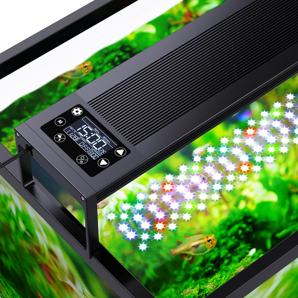 Seaoura 24/7 Led Aquarium Light For 30-36 Inch Fish Tank Auto On Off With Timer 9 Colors Adjustable Brightness Daylight Moonlight Mode Full Spectrum Fish Tank Light For Plants 56W