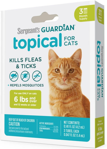 Sergeant'S Guardian Flea & Tick Squeeze On Topical Cats 6Lbs And Over. 3 Count