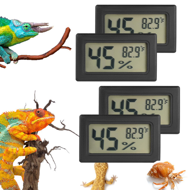 Serundo Auto Reptile Thermometer And Humidity Gauge Digtal Terrarium Thermometer Rectangle Bearded Dragon Cage Accessories Reptile Temp And Humidity Gauge For Leopard Gecko Hermit Crab Gecko Lizard Etc 2Pc