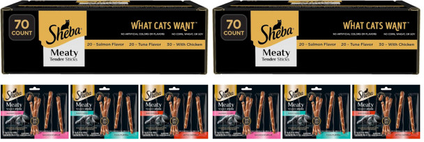 Sheba Meaty Tender Sticks Chicken Cat Treats Chicken Flavor Cat Snacks 0.14 Oz. 5 Count Pack Of 10 (50 Sticks Total)