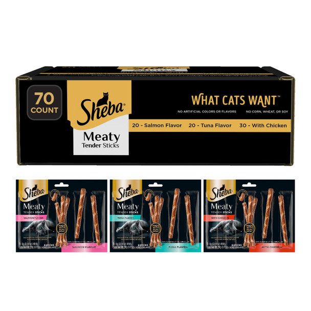 Sheba Meaty Tender Sticks Chicken Cat Treats Chicken Flavor Cat Snacks 0.14 Oz. 5 Count Pack Of 10 (50 Sticks Total)
