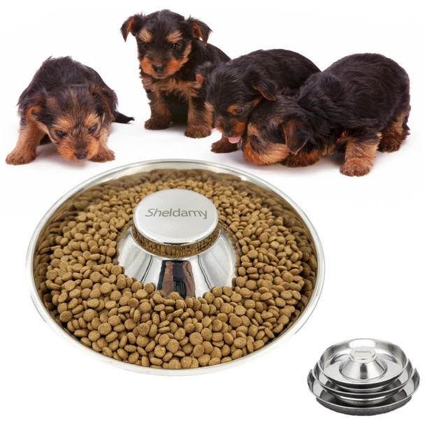 Sheldamy Puppy Dog Bowl Stainless Steel Multiple Puppies Feeder Dogs Basic Food And Water Bowls Weaning Dish For Small Medium And Large Dogs Pets