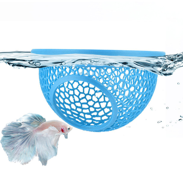 Sicutoz Floating Betta Hide & Shrimp Cave 3D Printed Aquarium Decor Multi-Functional Hammock Feeding Ring & Safe Resting Spot For Betta Shrimp & Small Fish (Pla Eco-Safe)