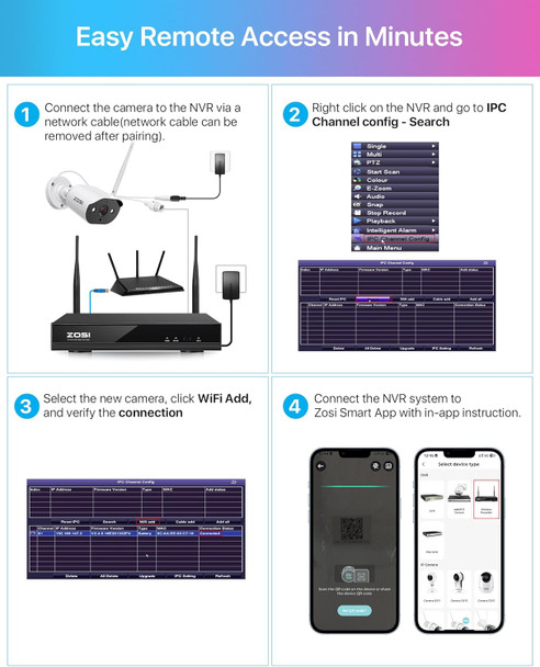 ZOSI 2K Add-on Camera, 3MP Plug-in WiFi Security Camera Outdoor Indoor with Power Supply, Night Vision, 2 Way Audio, Only Compatible with ZOSI WiFi NVR Recorder System Model: ZR08JP, ZR08LL