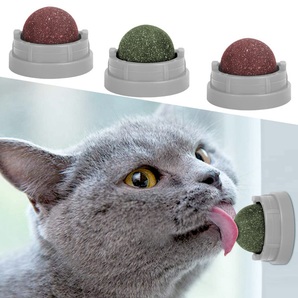 Sinrobo 3 Pack Catnip Balls Catnip Ball For Cats Wall Edible Kitty Toys For Cats Lick Safe Healthy Kitten Chew Toys Teeth Cleaning Dental Cat Toys Cat Wall Treats (Green)