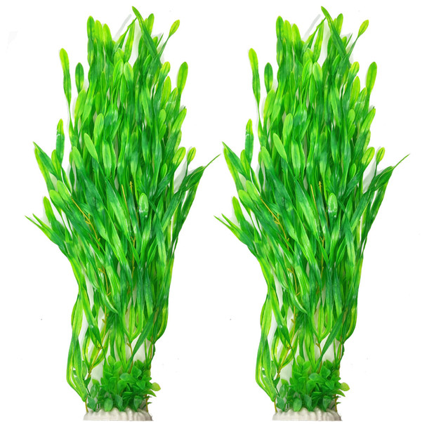 Siyipurr 23.6 Inch Tall Aquarium Plants Large Lifelike Artificial Fish Tank Decorations Fish Tank Plants Plastic 2 Pcs Adjustable Length Durable & Safe For Freshwater/Saltwater Aquariums (Green (Style A))
