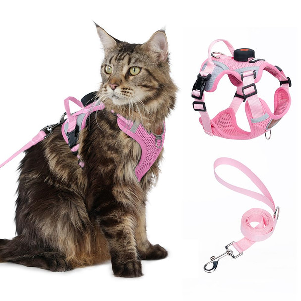 Skmeditec Cat Harness Leash Set With Airtag Holder D Escape Proof Vest With Lead For Large Cat Small Dog Puppy Outdoor Walking Soft Breathable Mesh Jacket With Reflective Strip (Black L)