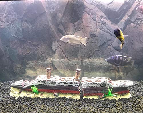 Slocme Aquarium Titanic Shipwreck Decorations - Resin Material Ship Decorations Fish Tank Sunken Ship Ornament Aquarium Environment Friendly Decorations