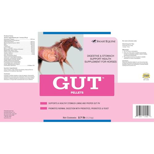Smartequine Gut Pellets Healthy Gut Probiotics For Horses Equine Prebiotic & Probiotic Horse Stomach Supplement 2.7 Lb