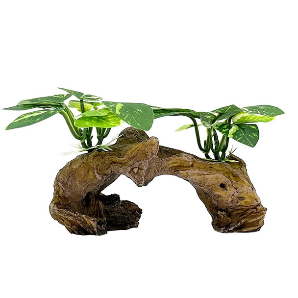 Smoothedo-Pets Fish Tank Decorations Aquarium Decor Ornaments Betta Silk Leaf Pad Hammock Artifical Driftwood Cave Goldfish Bowl Accessories (Type-H)