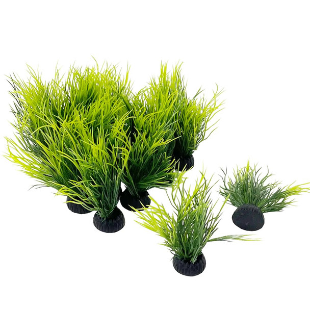 Smoothedo-Pets Aquarium Plants Fish Tank Decorations 2Pcs Small Size/3.5Inch Ornament Plastic Artificial Plant Goldfish Waterscape Fish Hides Mini Grass Set (2Pcs/Green)