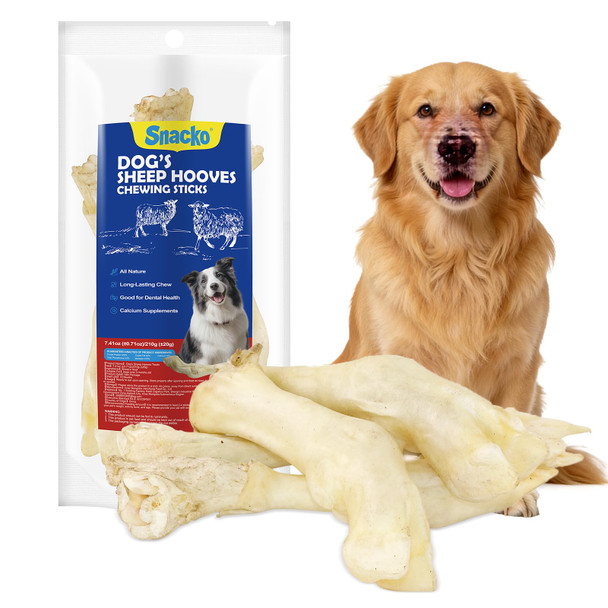 Snacko Sheep Hooves Dog Treats Dehydrated Lamb Trotters 7.4 Oz Single Ingredient Chew Sticks Bone For Puppy Organic Training Low Fat
