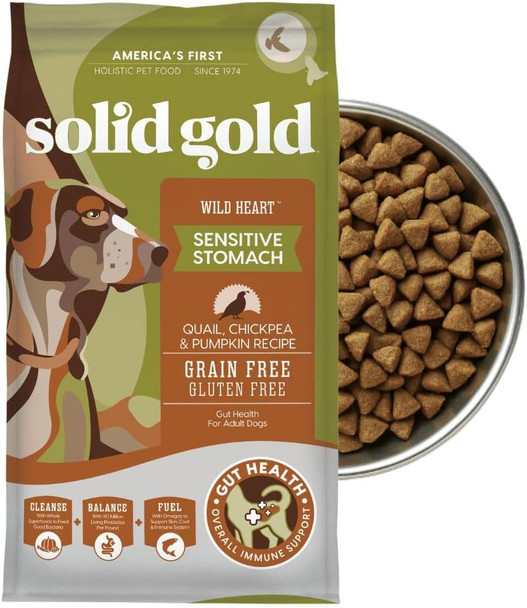 Solid Gold Toy & Small Breed Dry Dog Food Small Bites Real Beef Grain Gluten High Fiber Kibble With Probiotics For Gut Health & Digestion Support Healthy Dog Food All Ages 11Lb