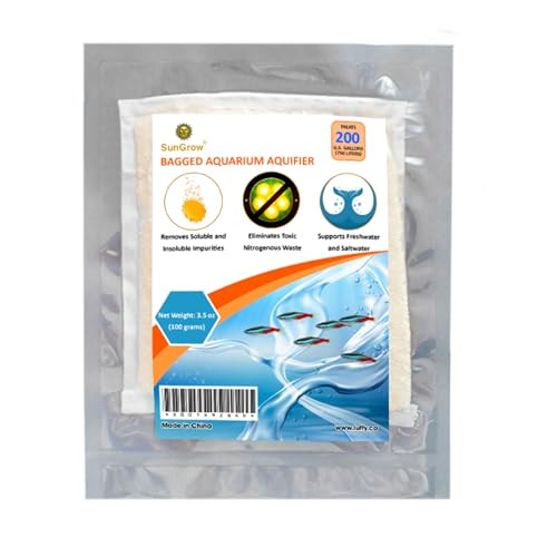 Sungrow Aquarium Resin Filter Media Remove Ammonia Nitrite & Nitrate Clear Brown Water From Indian Almond Leaves & Driftwood For Freshwater & Saltwater Fish Tanks Fine Mesh Bag Included