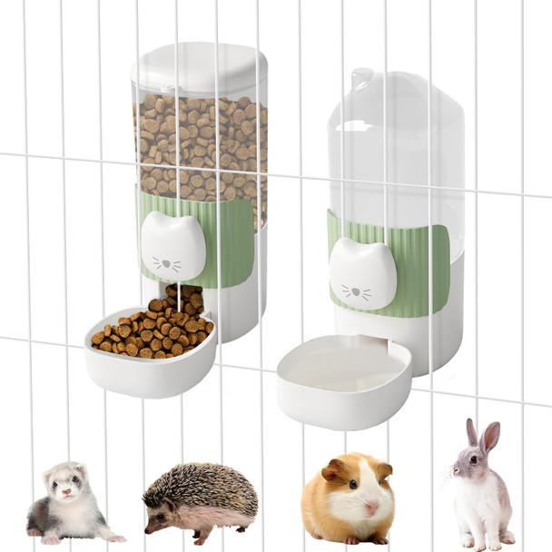 Superpaws Rabbit Automatic Food Feeder And Water Dispenser Bunny Gravity Feeding Station Waterer Set Hanging Self-Dispensing Feeder For FerretGuinea Pigs Chinchillas Hedgehog (Yellow)